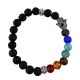 Pulsera Elástica Piedra Volcanica 7 Chakras con charm Mano Fatima 6 mm