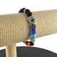 Pulsera Elástica Piedra Volcanica 7 Chakras con charm Mano Fatima 6 mm