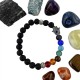 Pulsera Elástica Piedra Volcanica 7 Chakras con charm Mano Fatima 6 mm