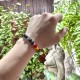 Pulsera Elástica Piedra Volcanica 7 Chakras con charm ojo turco 6 mm