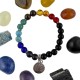 Pulsera Elástica Turmalina 7 Chakras con charm arbol de la vida 6 mm