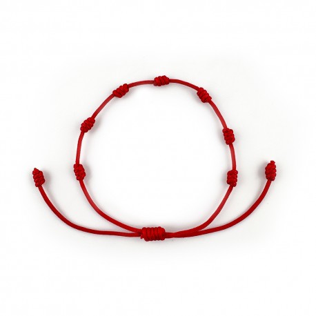 Pulsera 7 Nudos Roja Nudo Corredizo