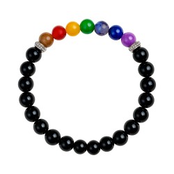 Pulsera Elástica Obsidiana 7 Chakras 8 mm