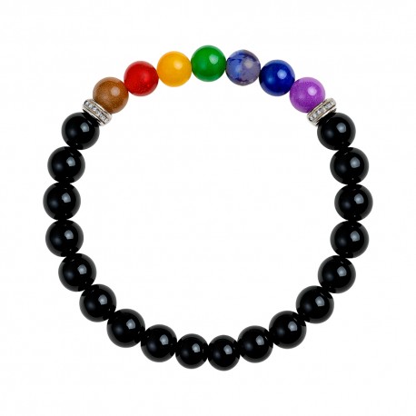 Pulsera Elástica Obsidiana 7 Chakras 8 mm