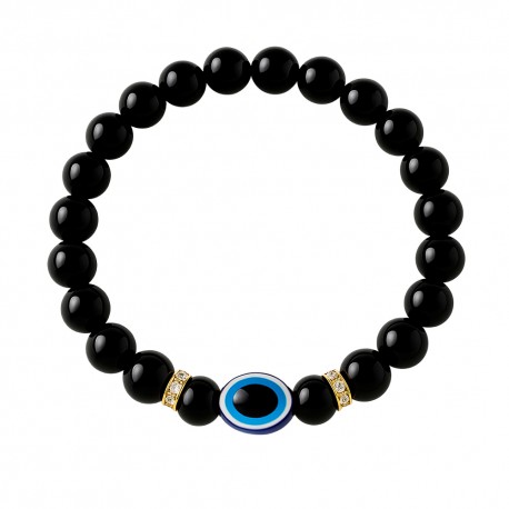 Pulsera Elástica Obsidiana con Ojo Turco 8 mm