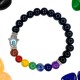 Pulsera Elástica Obsidiana con Mano de Fátima 8 mm