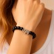 Pulsera Elástica Obsidiana con Elefante 8 mm