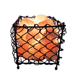 Lámpara de Sal del Himalaya Cesto Forjado Cuadrado