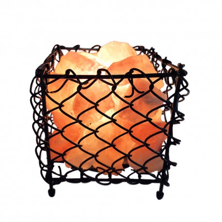 Lámpara de Sal del Himalaya Cesto Forjado Cuadrado