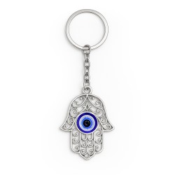 Llavero de Acero Mano de Fátima con Ojo Turco – Amparo y Equilibrio