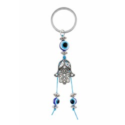 Llavero Colgante de Acero Mano de Fátima con Ojo Turco – Amparo y Equilibrio