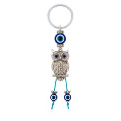 Llavero Colgante de Acero Búho con Ojo Turco – Intuición y Sabiduría