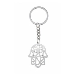 Llavero de Acero Inoxidable Mano de Fátima con Ojo – Amparo y Claridad