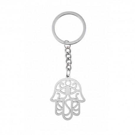 Llavero de Acero Inoxidable Mano de Fátima con Ojo – Amparo y Claridad