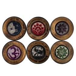 Porta Inciensos Redondo de Madera Artesana Grande con Centro de Piedra