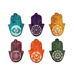 Porta Inciensos Mano de Piedra de los 7 Chakras Pequeña