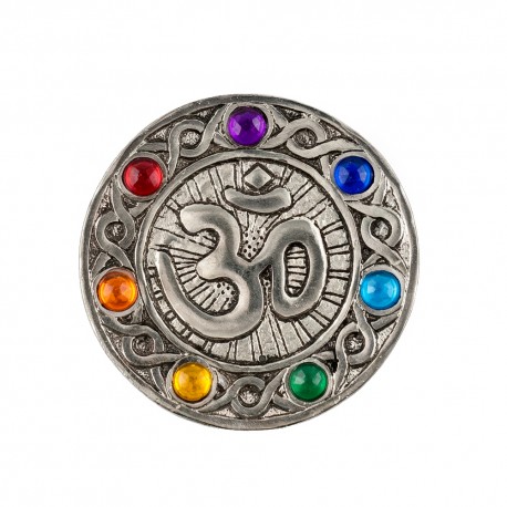 Plato Porta Inciensos de Metal OM 7 chakras