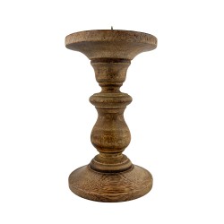 Portavela de Madera Artesanal Para Velas Cilindricas
