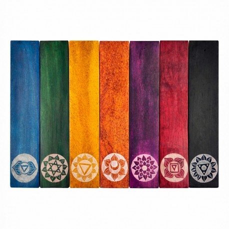Tablilla de Piedra Porta Inciensos de Colores con Diseño 7 Chakras