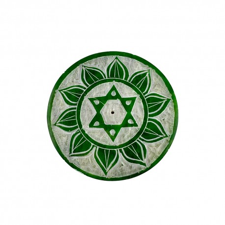Plato Porta Inciensos de Piedra Verde Estrella de David