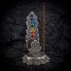Porta Inciensos de Aluminio Vertical Mano de Fátima con 7 Chakras Plateado
