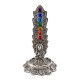 Porta Inciensos de Aluminio Vertical Buda con 7 Chakras Plateado