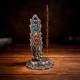 Porta Inciensos de Aluminio Vertical Buda con 7 Chakras Plateado