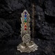 Porta Inciensos de Aluminio Vertical OM con 7 Chakras Plateado