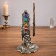 Porta Inciensos de Aluminio Vertical OM con 7 Chakras Plateado