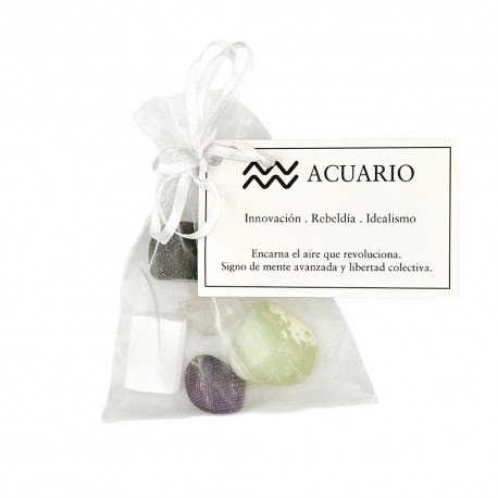 Pack de Minerales ACUARIO | Horóscopo con Piedras Naturales Canto Rodado | Innovación, Rebeldía y Idealismo