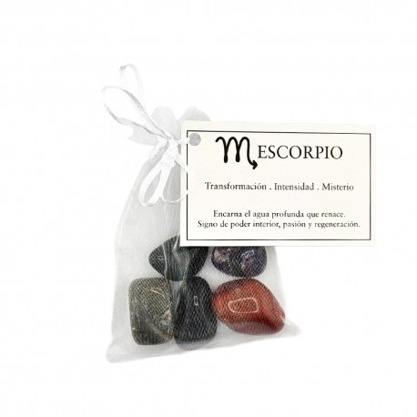 Pack de Minerales ESCORPIO | Horóscopo con Piedras Naturales Canto Rodado | Transformación, Intensidad y Misterio