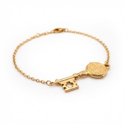 Pulsera Llave de San Benito de Acero Inoxidable Dorado | Amuleto de Protección