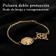 Pulsera Doble Protección de Acero Inoxidable Dorado | Nudo de Bruja y Tetragrámaton