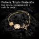 Pulsera Triple Protección de Acero Inoxidable Dorado | San Benito, Nudo de Bruja y Tetragrámaton