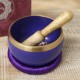 Cuenco Tibetano Morado Chakra Corona con Mazo y Cojín