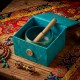 Cuenco Tibetano Azul Claro Chakra Garganta con Mazo y Cojín