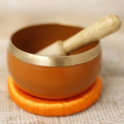 Cuenco Tibetano Naranja Chakra Sacro con Mazo y Cojín