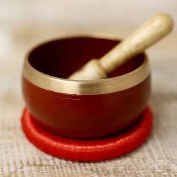 Cuenco Tibetano Rojo Chakra Raíz con Mazo y Cojín
