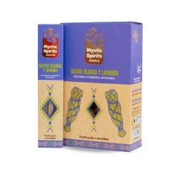 Incienso Sahumerio Salvia Blanca y Lavanda Mystic Spirits Caja Completa de 12 Cajetillas de Incienso Artesanal