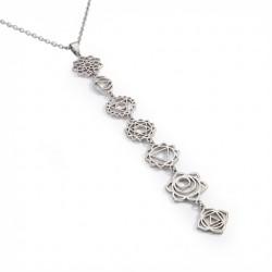 Collar de Protección 7 Chakras Plateado Acero Inoxidable 316L Amuleto Energético