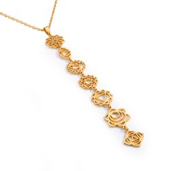 Collar de Protección 7 Chakras Dorado Acero Inoxidable 316L Amuleto Energético