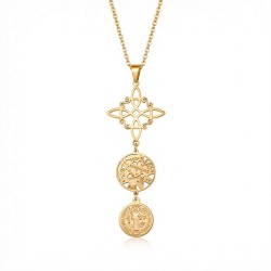 Colgante Triple Protección Dorado en Acero Inoxidable con Cadena de 50 cm Amuleto Espiritual de Protección Total