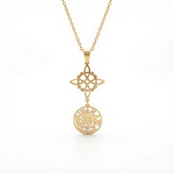 Colgante Doble Protección Dorado en Acero Inoxidable con Cadena de 50 cm Amuleto Espiritual de Protección Energética