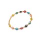 Pulsera Ojo Turco Grande de Colores en Acero Inoxidable Dorado Ajustable Amuleto de Protección Contra el Mal de Ojo