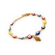 Pulsera Ojo Turco de Colores con Mano de Fátima en Acero Inoxidable Dorado Ajustable Amuleto de Protección Espiritual