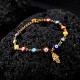 Pulsera Ojo Turco de Colores con Mano de Fátima en Acero Inoxidable Dorado Ajustable Amuleto de Protección Espiritual