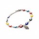 Pulsera Ojo Turco de Colores con Mano de Fátima en Acero Inoxidable Plateado Ajustable Amuleto de Protección Espiritual