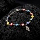 Pulsera Ojo Turco de Colores con Mano de Fátima en Acero Inoxidable Plateado Ajustable Amuleto de Protección Espiritual