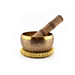 Cuenco Tibetano Dorado con Caja, Cojín y Mazo | Cuenco de Meditación y Relajación 10 cm