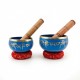 Pack 2 Cuencos Tibetanos Azules con Cojines y Mazos | Cuencos de Meditación y Relajación